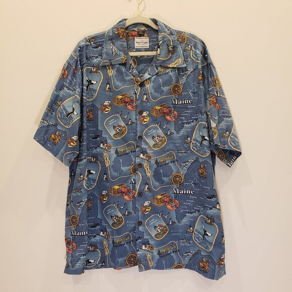 David Carey Originals Button Up Graphic Print State Shirt Maine Men's XL - Picture 1 of 12